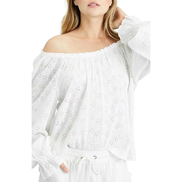 Sanctuary The Blooming Blouse Size M White Eyelet Convertible Off The Shoulder - Picture 1 of 13